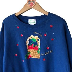 The Quaker family cottage vintage-style embroidered grandma style sweatshirt 3X